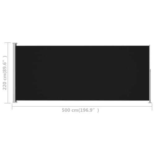 Sammenrullelig sidemarkise til terrassen 220x500 cm sort