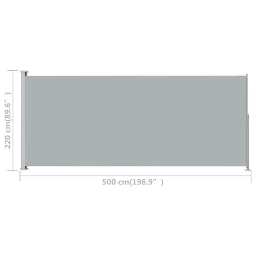 Sammenrullelig sidemarkise til terrassen 220x500 cm grå