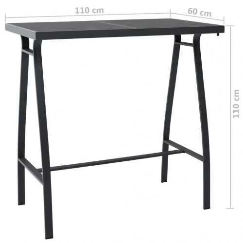 Havebarbord 110 × 60 × 110 cm i sort - hærdet glas og stål