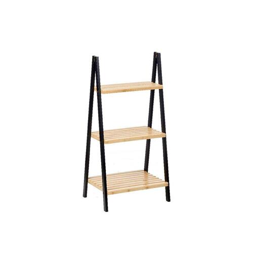 Badeværelse reol Sort Natur Bambus Fyr 40,3 x 81,5 x 30 cm