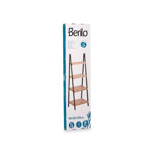Badeværelse reol Sort Natur Bambus Fyr 40 x 109,3 x 30 cm
