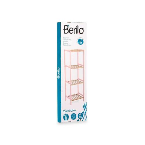Badeværelse reol 35 x 30 x 100 cm Pink Natur Bambus Fyr