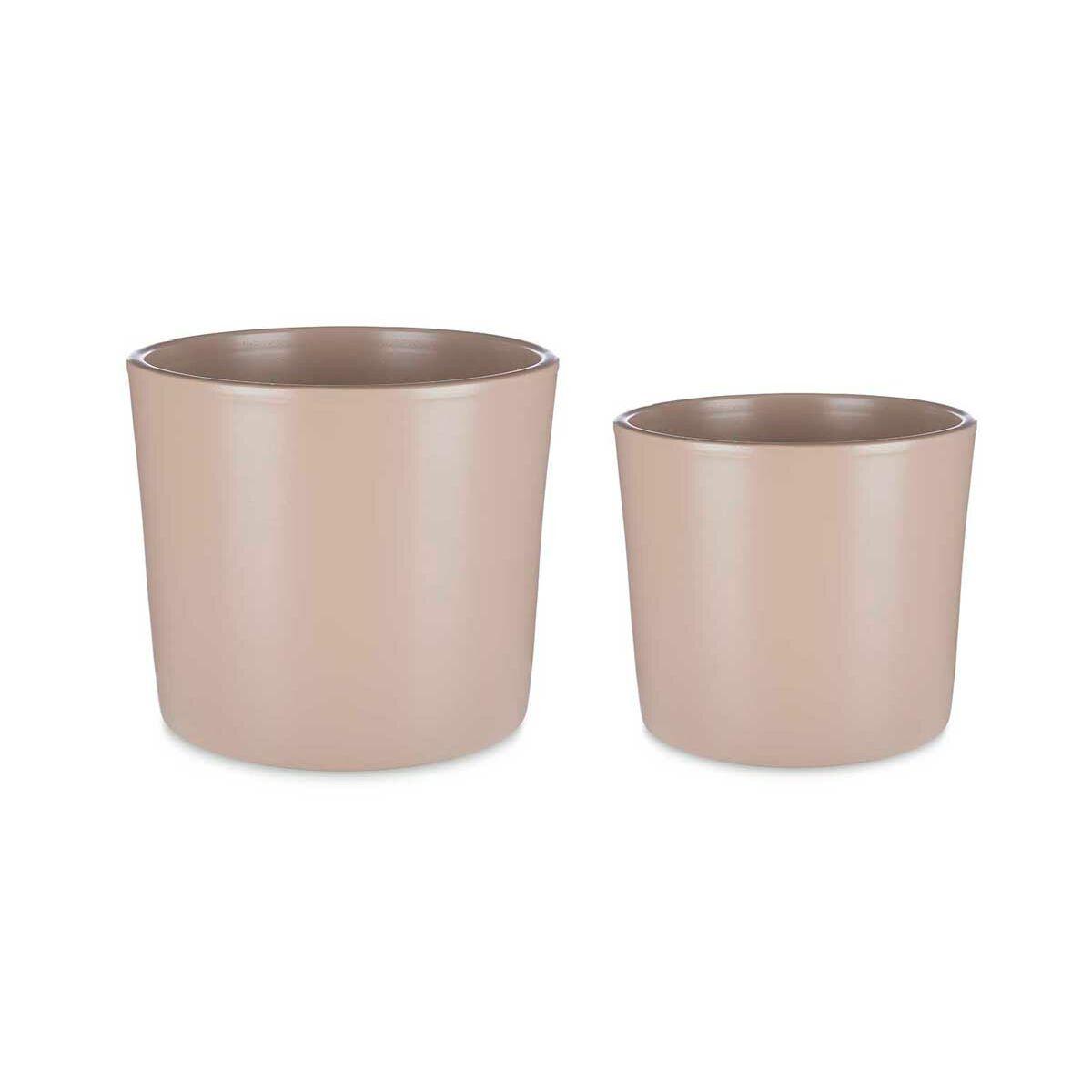 Ibergarden CILINDRO krukkesæt - beige ler, Ø22 + Ø27 cm (2 dele)