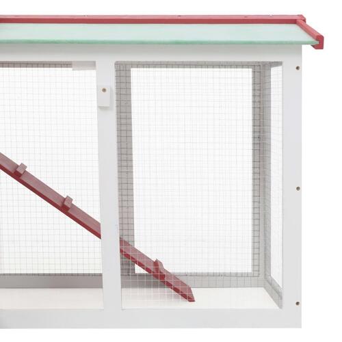 Stort udendørsbur til kæledyr 145x45x84 cm træ rød hvid