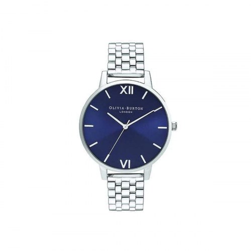 Olivia Burton dameur OB16SH09 - blÃ¥ skive, sÃ¸lv lÃ¦nke (Ã 40 mm)