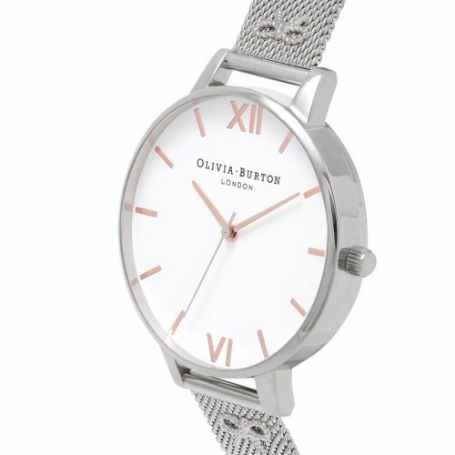 Olivia Burton dameur OB16ES10 - sÃ¸lv mesh, Ã 38 mm