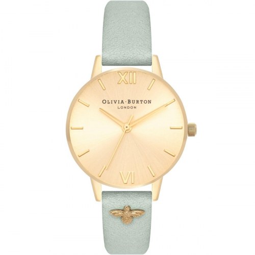 Olivia Burton dameur OB16ES17 - guldfarvet skive, grÃ¸n rem (Ã 30 mm)