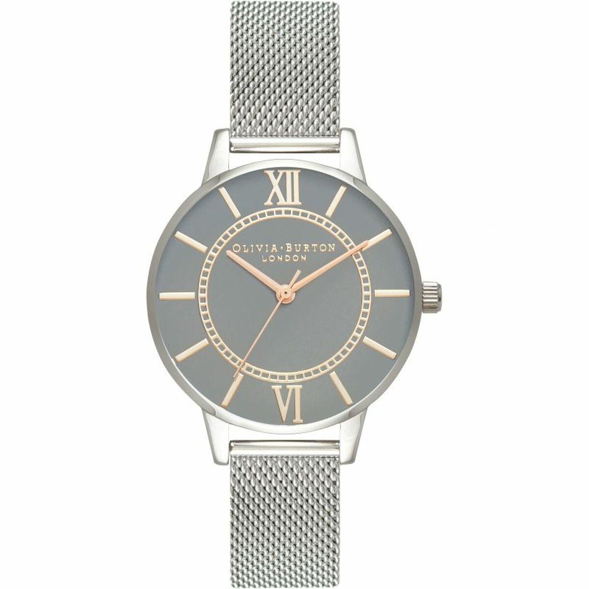 Olivia Burton dameur OB16WD86, sølv/ grå (Ø 34 mm)