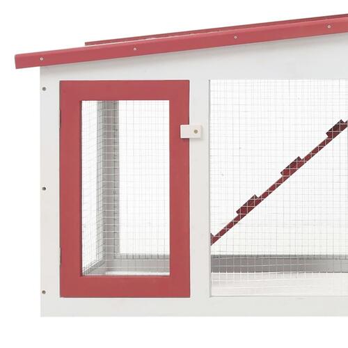 Stort udendørsbur til kæledyr 204x45x85 cm træ rød hvid