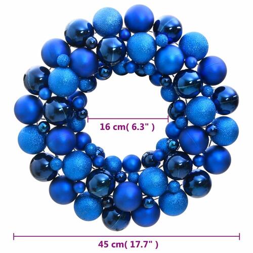 Julekrans 45 cm polystyren blå