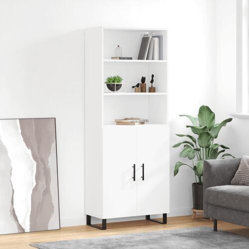 Højskab 69,5x34x180 cm konstrueret træ hvid