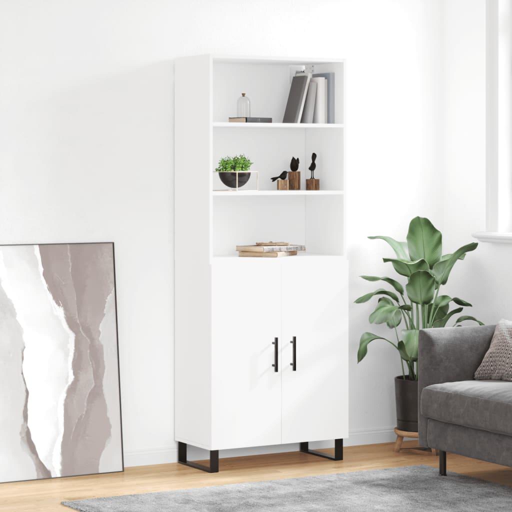 Højskab 69,5x34x180 cm konstrueret træ hvid