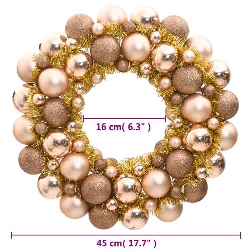 Julekrans 45 cm polystyren rosaguld