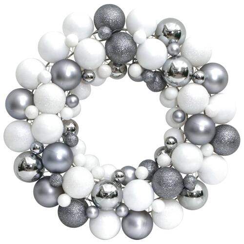 Julekrans 45 cm polystyren hvid og grå