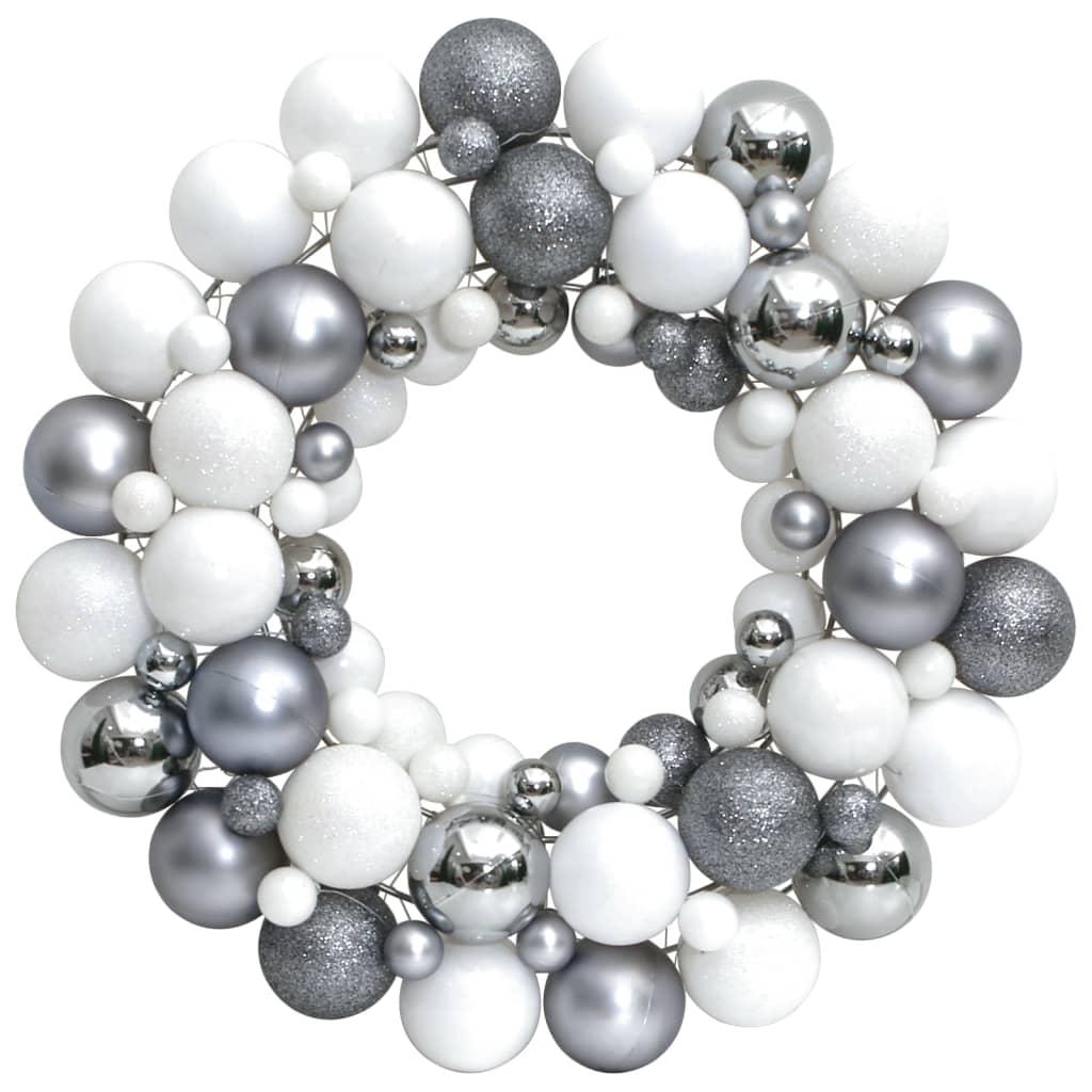 Julekrans 45 cm polystyren hvid og grå