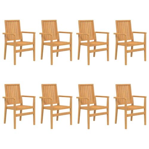 Stabelbare havestole 8 stk. 56,5x57,5x91 cm massivt teaktræ