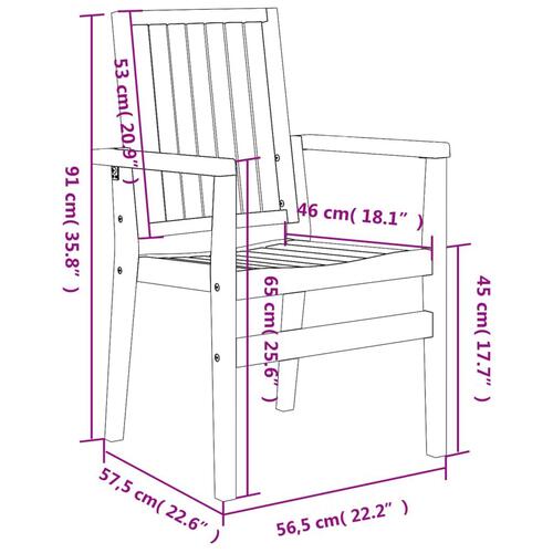 Stabelbare havestole 8 stk. 56,5x57,5x91 cm massivt teaktræ