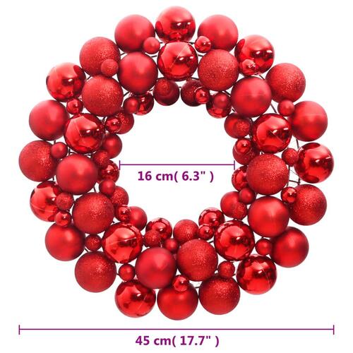 Julekrans 45 cm polystyren rød