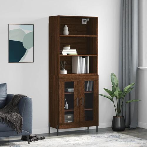 Højskab 69,5x34x180 cm konstrueret træ brun egetræsfarve