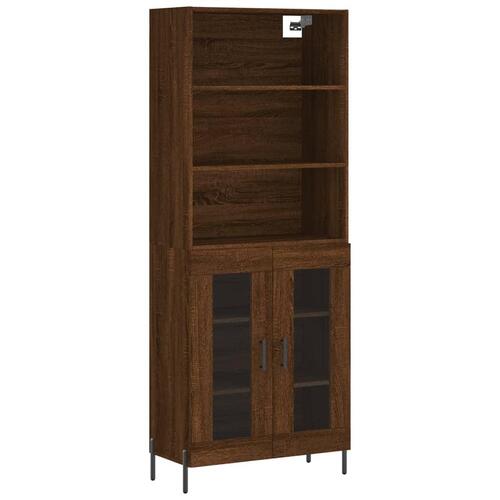 Højskab 69,5x34x180 cm konstrueret træ brun egetræsfarve