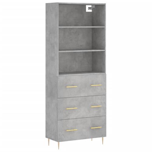 Højskab 69,5x34x180 cm konstrueret træ betongrå