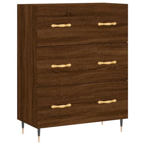 Højskab 69,5x34x180 cm konstrueret træ brun egetræsfarve