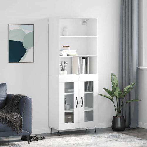 Højskab 69,5x34x180 cm konstrueret træ hvid