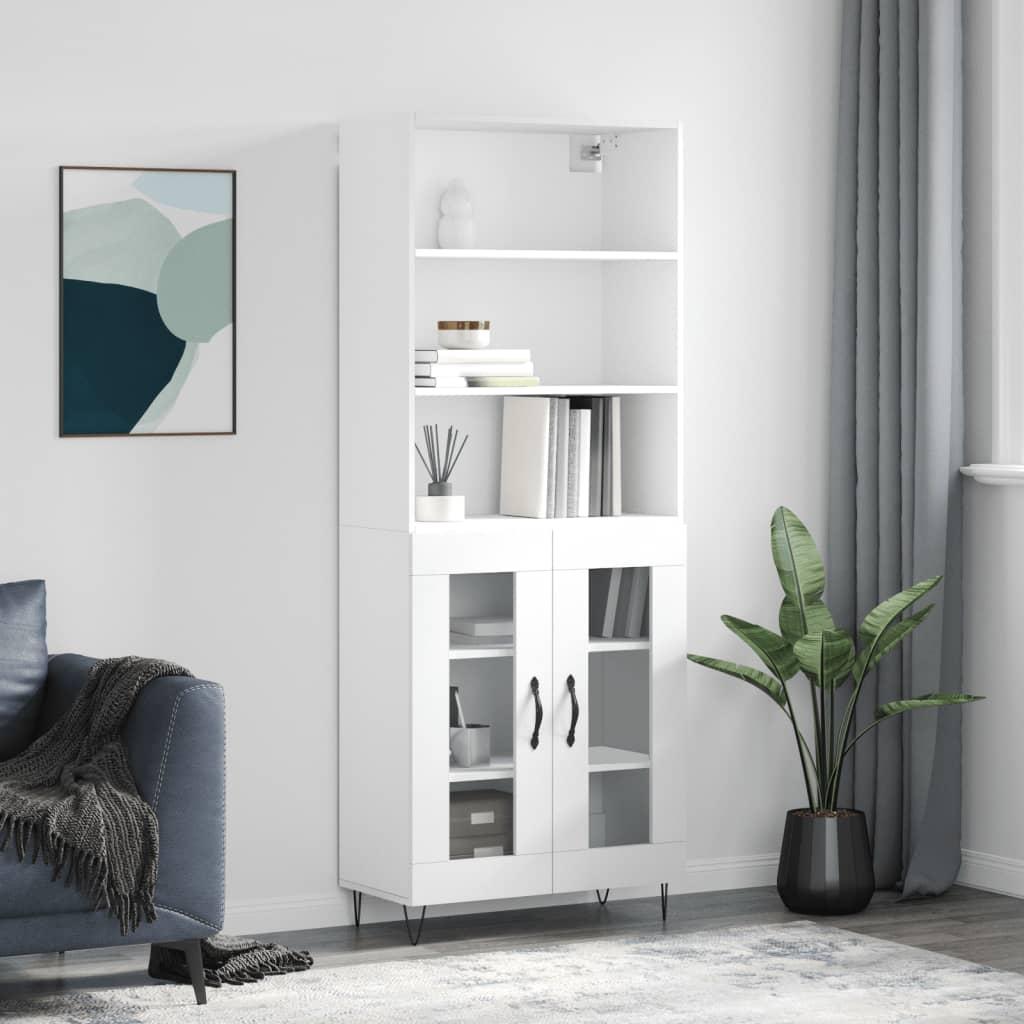 Højskab 69,5x34x180 cm konstrueret træ hvid