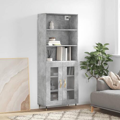 Højskab 69,5x34x180 cm konstrueret træ betongrå