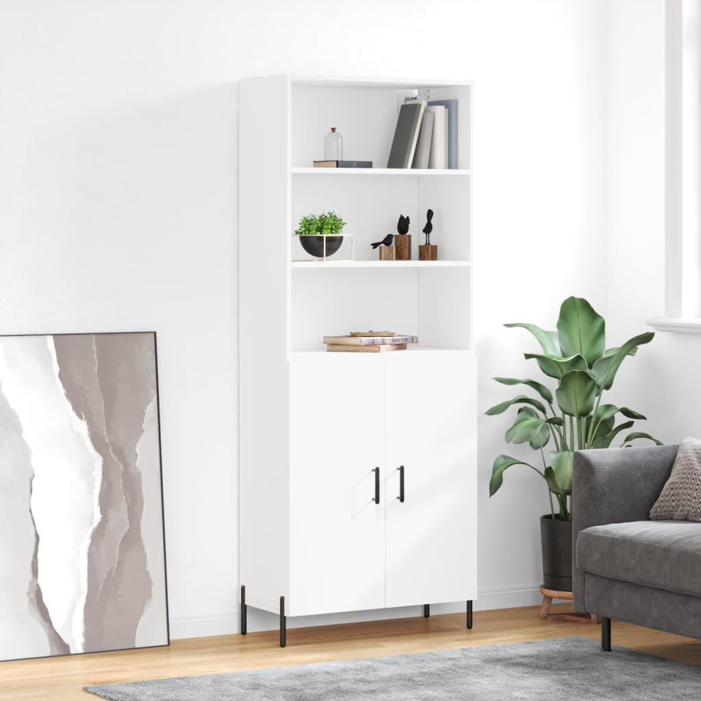Højskab 69,5x34x180 cm konstrueret træ hvid