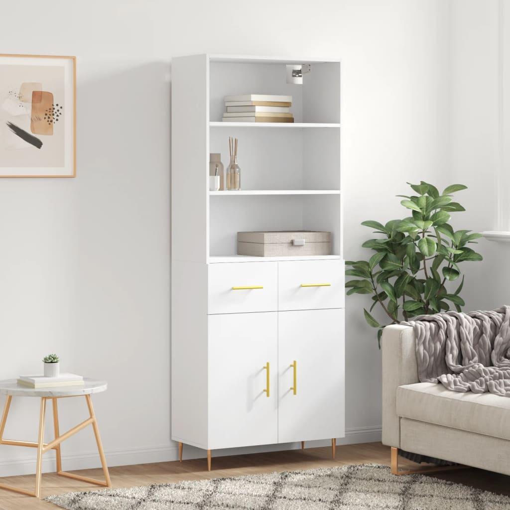 Højskab 69,5x34x180 cm konstrueret træ hvid