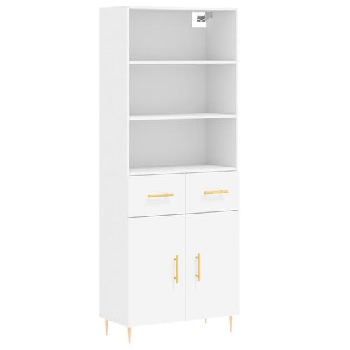 Højskab 69,5x34x180 cm konstrueret træ hvid