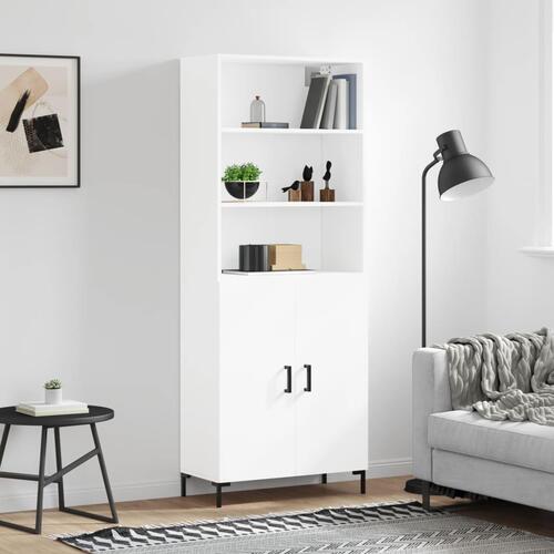 Højskab 69,5x34x180 cm konstrueret træ hvid