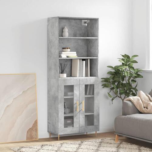 Højskab 69,5x34x180 cm konstrueret træ betongrå