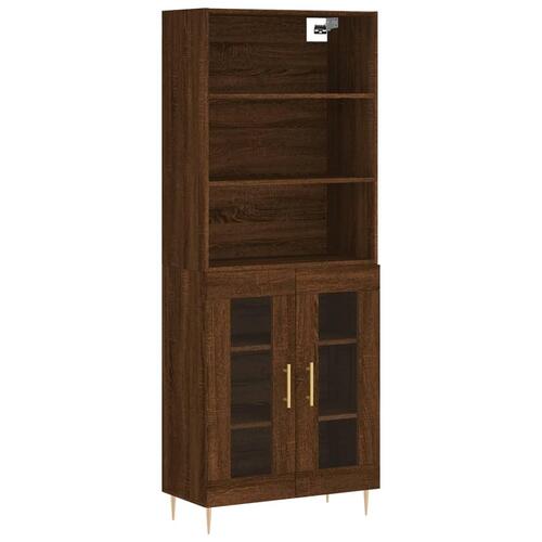 Højskab 69,5x34x180 cm konstrueret træ brun egetræsfarve