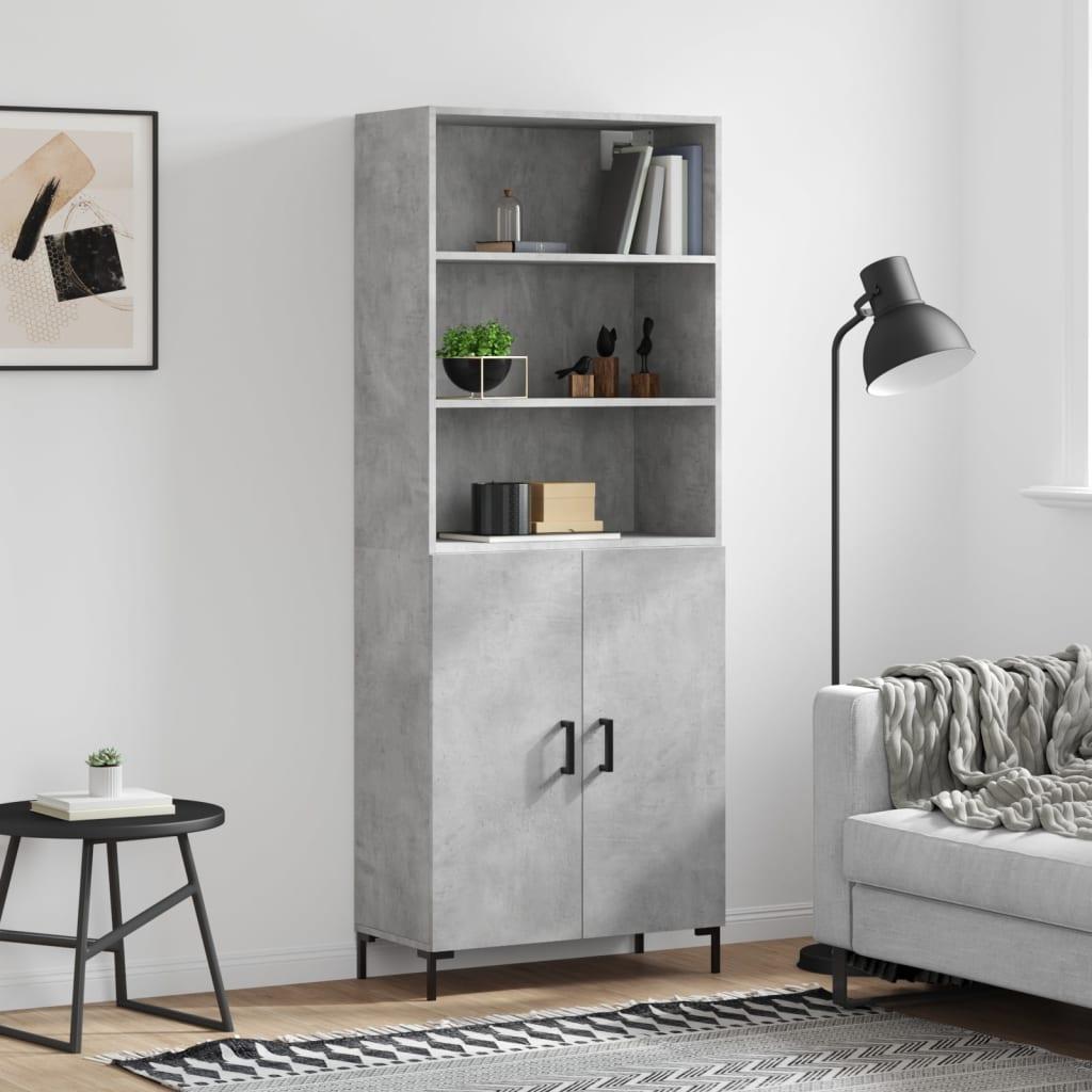 Højskab 69,5x34x180 cm konstrueret træ betongrå
