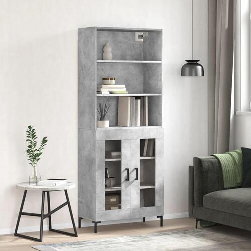 Højskab 69,5x34x180 cm konstrueret træ betongrå
