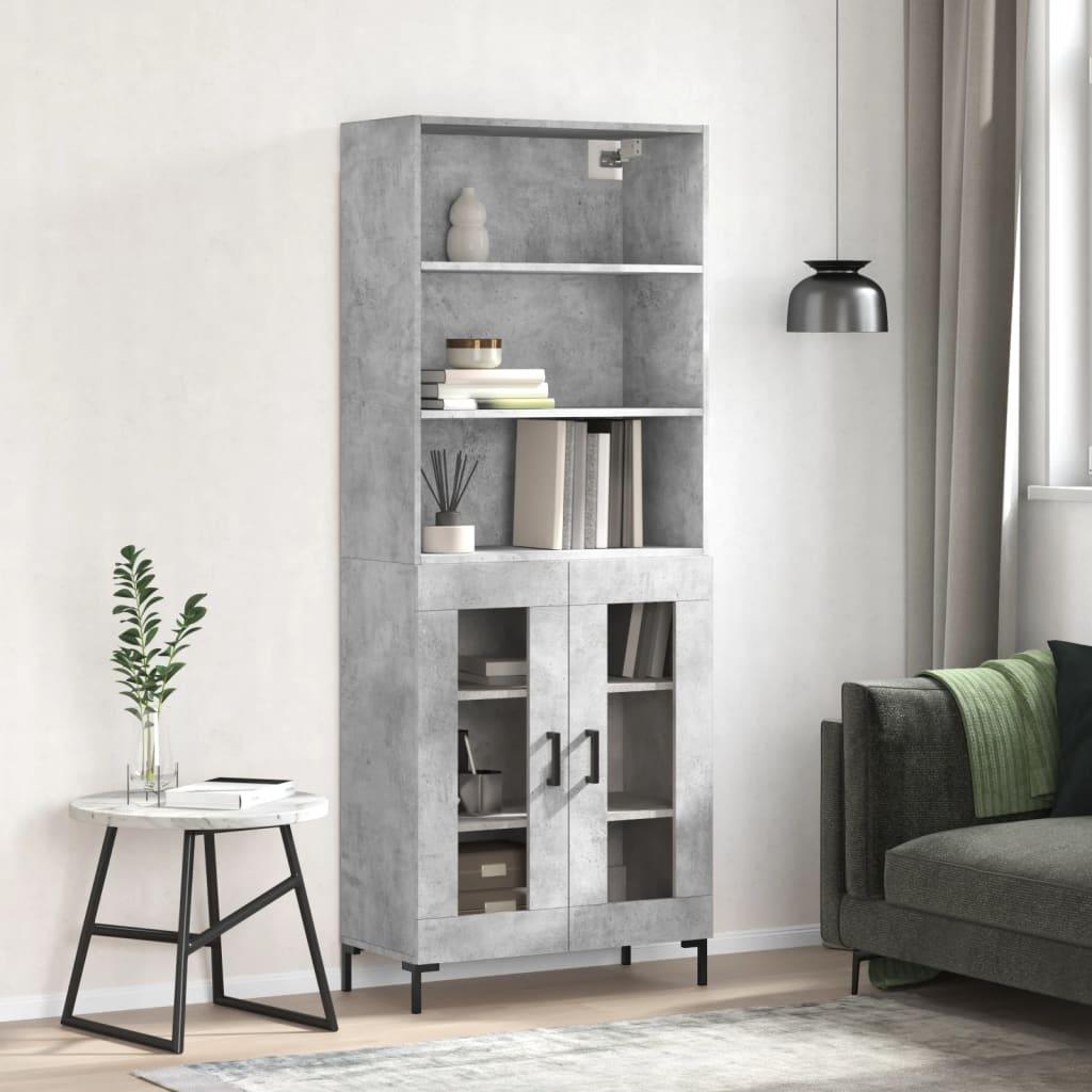 Højskab 69,5x34x180 cm konstrueret træ betongrå