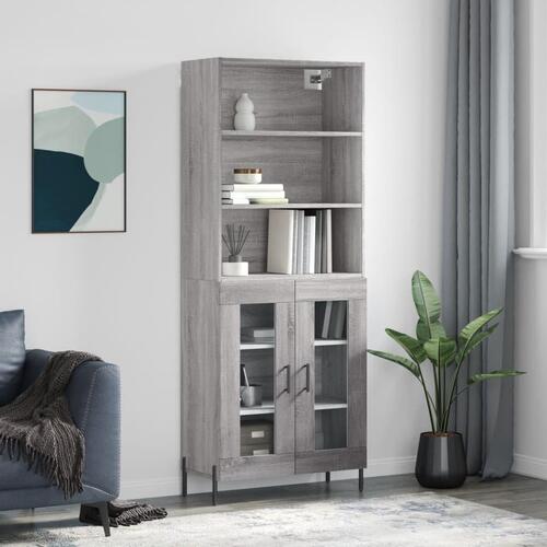 Højskab 69,5x34x180 cm konstrueret træ grå sonoma-eg