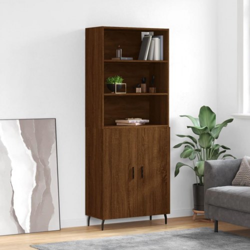 Højskab 69,5x34x180 cm konstrueret træ brun egetræsfarve