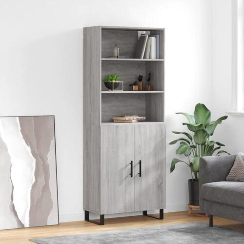 Højskab 69,5x34x180 cm konstrueret træ grå sonoma-eg
