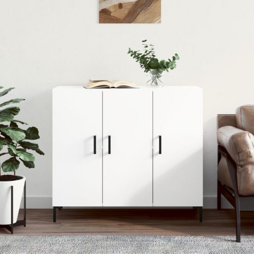 Skænk 90×34×80 cm i hvidt konstrueret træ med metalben