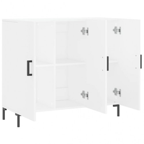 Skænk 90×34×80 cm i hvidt konstrueret træ med metalben