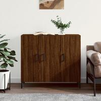 Skab 90x34x80 cm konstrueret træ brun egetræsfarve