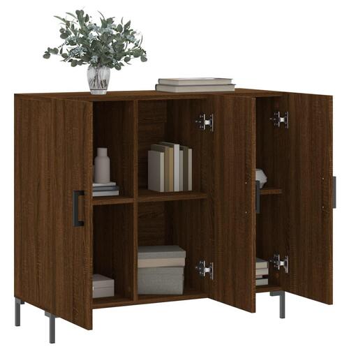 Skab 90x34x80 cm konstrueret træ brun egetræsfarve