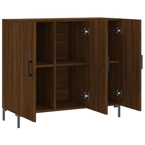 Skab 90x34x80 cm konstrueret træ brun egetræsfarve