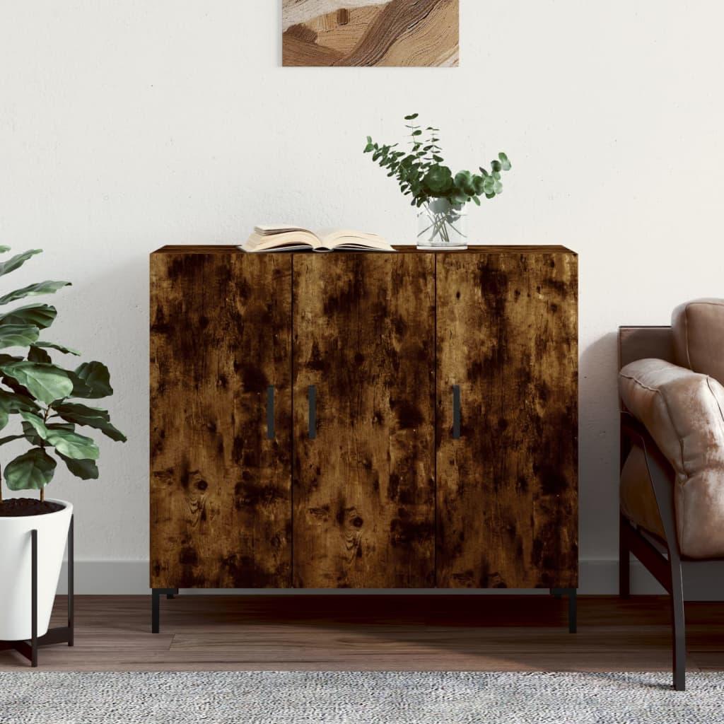 Skab 90x34x80 cm konstrueret træ røget egetræsfarve