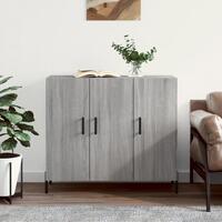 Skab 90x34x80 cm konstrueret træ grå sonoma-eg