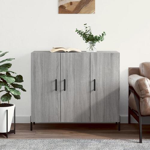 Skab 90x34x80 cm konstrueret træ grå sonoma-eg