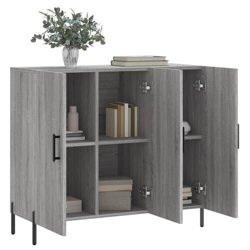 Skab 90x34x80 cm konstrueret træ grå sonoma-eg